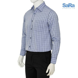 SaRa Mens Formal Shirt SKY CHECK