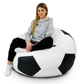 Football Bean Bag Chair_XXl_White & Black Combined