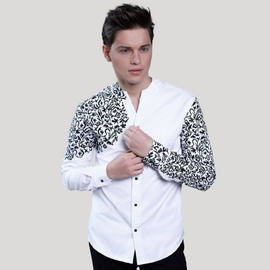 White Cotton Long Sleeve Casual Shirt For Men
