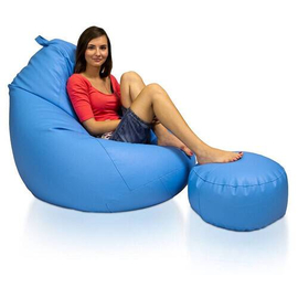 Super Comfortable Lazy Sofa_XXXL Pear Shape_Sky Blue with Footrest
