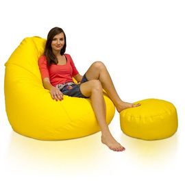 Super Comfortable Lazy Sofa_XXXL Pear Shape_Yellow with Footrest
