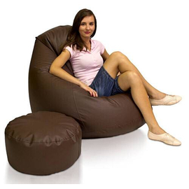 Super Comfortable Lazy Sofa_XXXL Pear Shape_Chocolet with Footrest