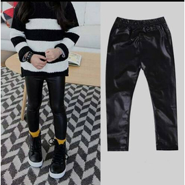 Black Pu Lether Baby Girl Trouser