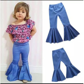 Blue Mixed Cotton Baby Trouser
