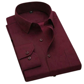 Dark Red Cotton Formal Long Sleeve Shirt For Men