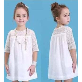 White Mixed Cotton Baby Dress