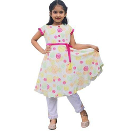 Multicolor Ball Print Girls Frock 5-8 Years