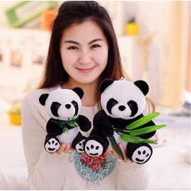 Funny Panda with Bamboo Leaves Plush Toys, 3 image