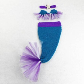 Hand Knitted Blue Mermaid Baby Photography Set, 2 image