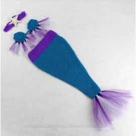 Hand Knitted Blue Mermaid Baby Photography Set, 4 image