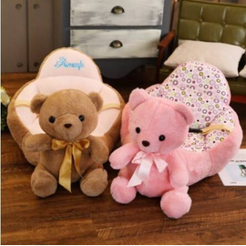 Baby Learning Seat Anti-fall Plush Toy-Pink Bear, 2 image