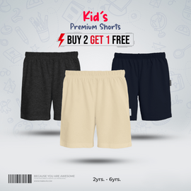 Fabrilife Kids Premium Shorts Comboo-Anthra melange, Navy, Cream