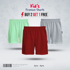 Fabrilife Premium Shorts Comboo-Aqua, Red, Silver Kids