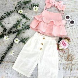 Baby Fashionable Dress (White & Baby Pink)- '0' to '3' Year's