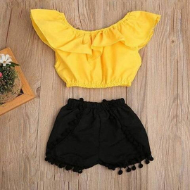 Baby fashionable dress (Yellow & Black)- '7' to '10' Year's