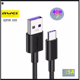 Awei CL117T PD1000w Type-C to Type-C Fast Charging Cable, 5A Max, 480 Mbps Fast Data Transmission