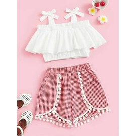 Baby fashionable dress (White & Red)- '4' to '6' Year's