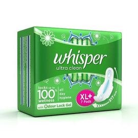 Whisper Ultra Clean Sanitary Pads for Women XL+ 7 Napkins, 4 image