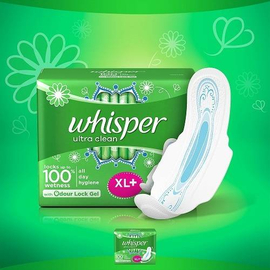 Whisper Ultra Clean Sanitary Pads for Women XL+ 7 Napkins, 6 image