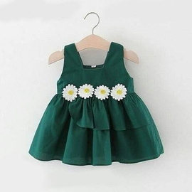 Baby Fashionable Dress (Bottle Green)- '0' to '3' Year's