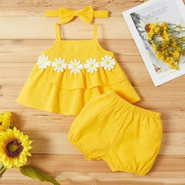 Baby Fashionable Dress (White and yellow)- '0' to '3' Year's