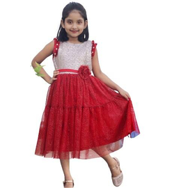 Girls Red Party Frock 5-8Y