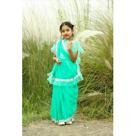 Girls Teal Sharee with Blouse 7-10 Years
