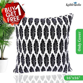 Cushion Cover, Black & White, (16x16), Buy 1 Get 1 Free_77058