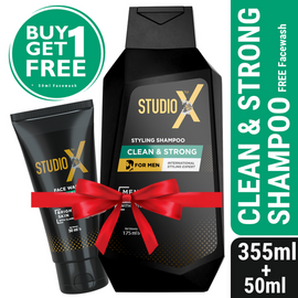 Studio X Clean & Strong Shampoo for Men 355ml (50ml Facewash Free)