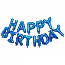 Happy Birthday Foil Banner - 13Pcs Full Set- Blue Color