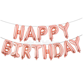 Happy Birthday Foil Banner - 13Pcs Full Set- Rose Gold Color