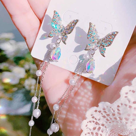 Earrings Women 'S Butterfly Pendant Ear Studs Jewelry Ornaments