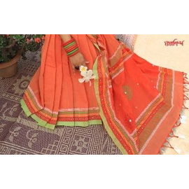 Orange Color Handloom Full Cotton Tangail Tant Saree