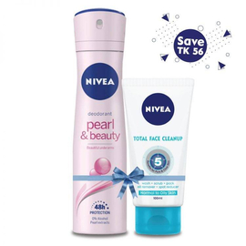 Nivea Body Spray Pearl & Beauty 150ml+Nivea Face Wash Tf Cleanup 114g