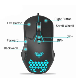 AULA F809 Backlit Gaming Mouse Macro Programming 7 Buttons 3200DPI, 2 image