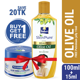 Parachute SkinPure Beauty Olive Oil 100ml (15ml Petroleum Jelly Free)