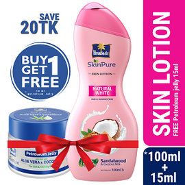 Parachute SkinPure Skin Lotion Natural White 100ml (15ml Petroleum Jelly Free)