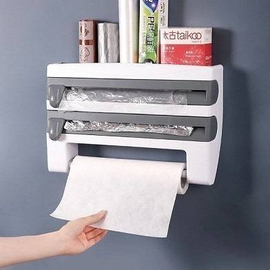 Kitchen Wrap Shelf Plastic Wrap Frame Triple Paper Dispenser