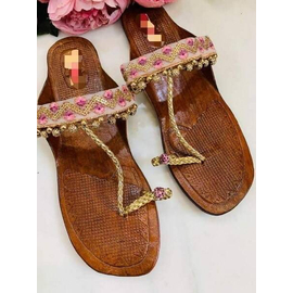 Indian Kolapuri Sandal For Ladies-Brown