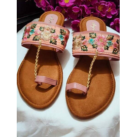 Indian Kolapuri Sandal For Ladies-Peach