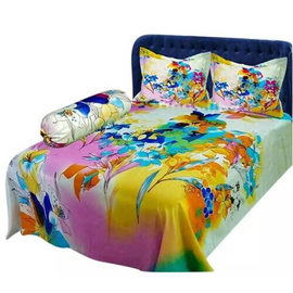 Cotton Bed Sheet With Two Pillow Covers (7.5 X 8 Feet) - Multicolor