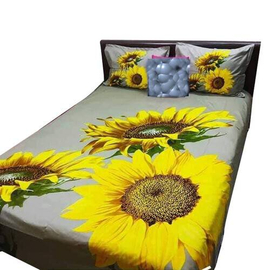 Cotton Bed Sheet With Two Pillow Covers (7.5 X 8 Feet)-Yellow