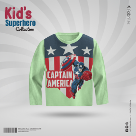 Fabrilife Kids Premium Full Sleeve | Captain America