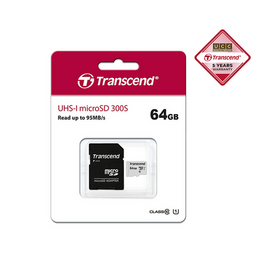 Transcend 64GB USD300S-A UHS-I U3A1 MicroSD Card With Adapter