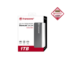 Transcend 1TB StoreJet 25C3N Hard Disk Drive (HDD) Iron Grey