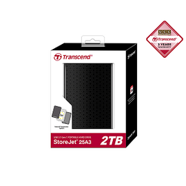 Transcend 2TB StoreJet A3 Portable Hard Disk Drive (HDD) Black