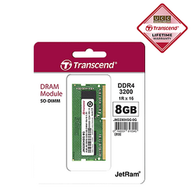 Transcend 8GB JM DDR4 3200Mhz SO-DIMM 1Rx16 1Gx8 CL22 1.2V Laptop Ram