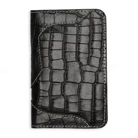 BLACK COCO PRINT COW LEATHER PARTY CARD HOLDER FOR MEN AN-CH78