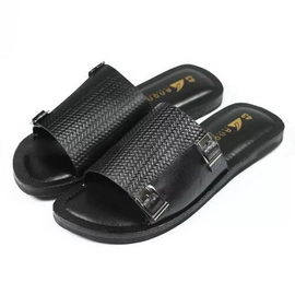 BLACK COLOR COW LEATHER MEN'S SANDAL FOR MEN AN-SL-06