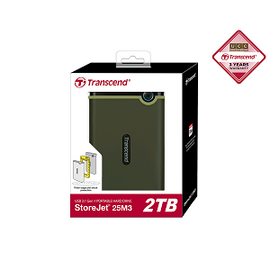 Transcend 2TB Storejet M3 Portable Hard Disk Drive (HDD) Military Green Slim